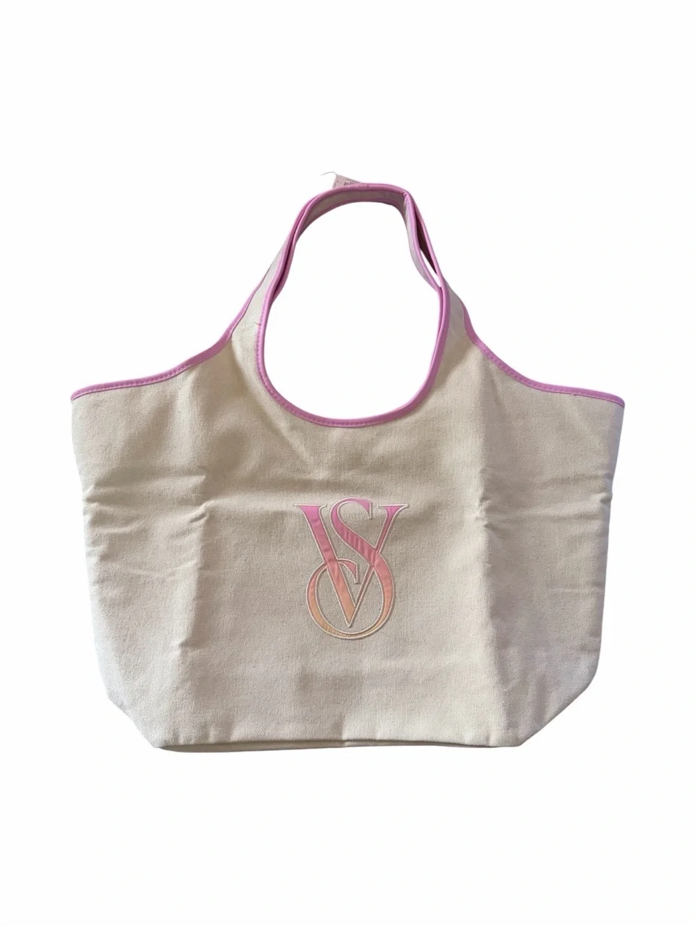 NWT-VICTORIA’S SECRET-BEIGE OMBRÉ LOGO CANVAS TOTE BAG